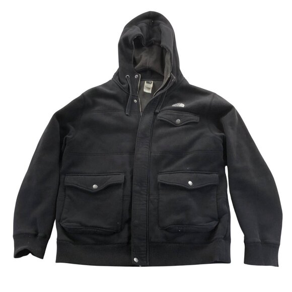 The North Face Men's Fleece Parka XL Black Lined Hoodie Full Zip